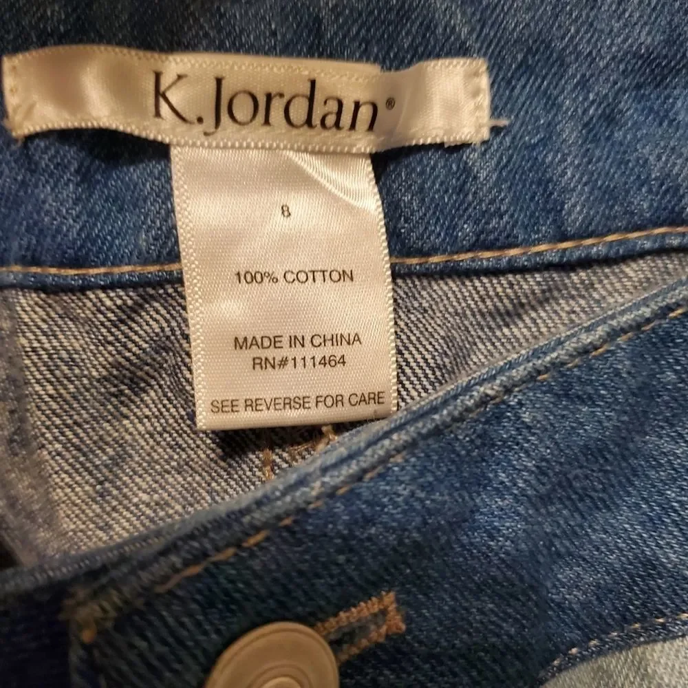K. Jordan Blue Colorblock Distressed Jean Skirt Size 8